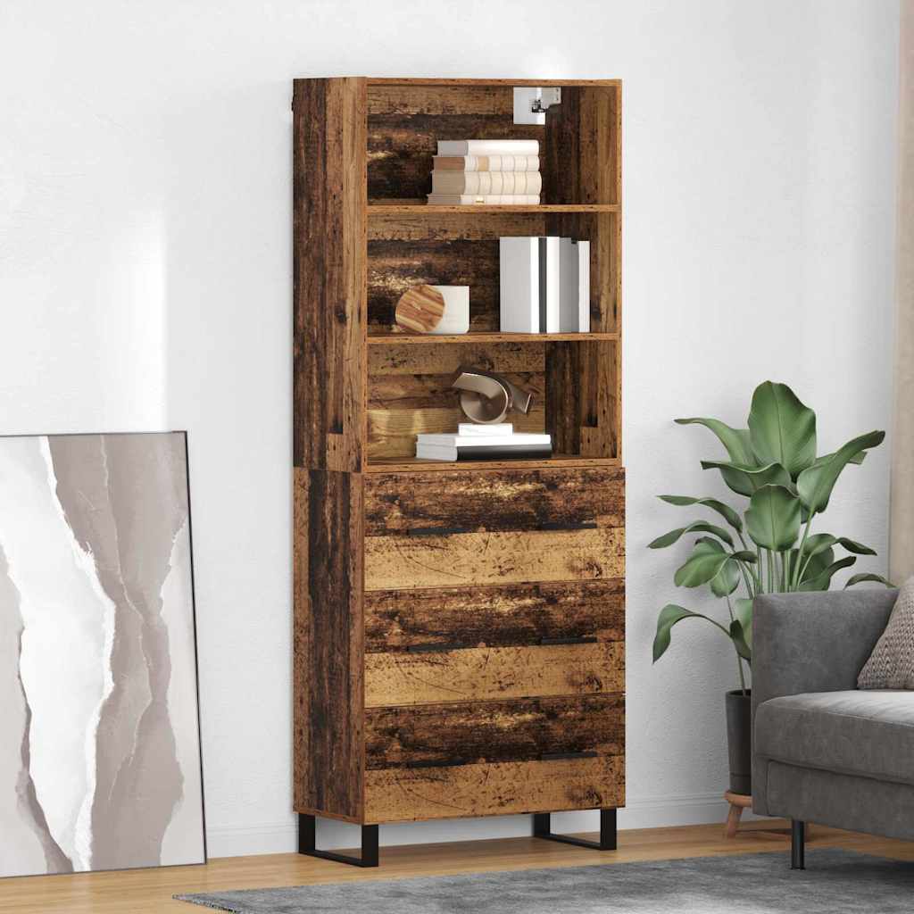 Highboard with Drawer 2 pcs Old Wood Engineered Wood