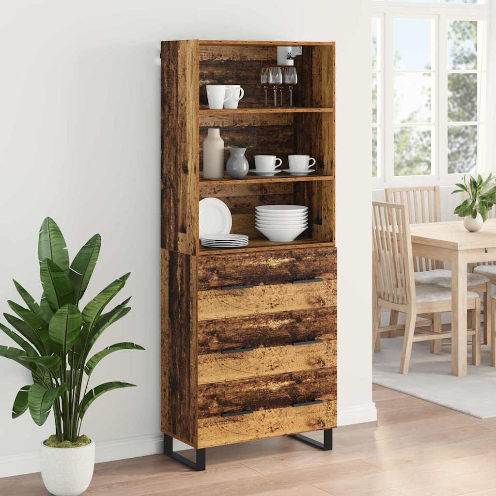 Highboard with Drawer 2 pcs Old Wood Engineered Wood
