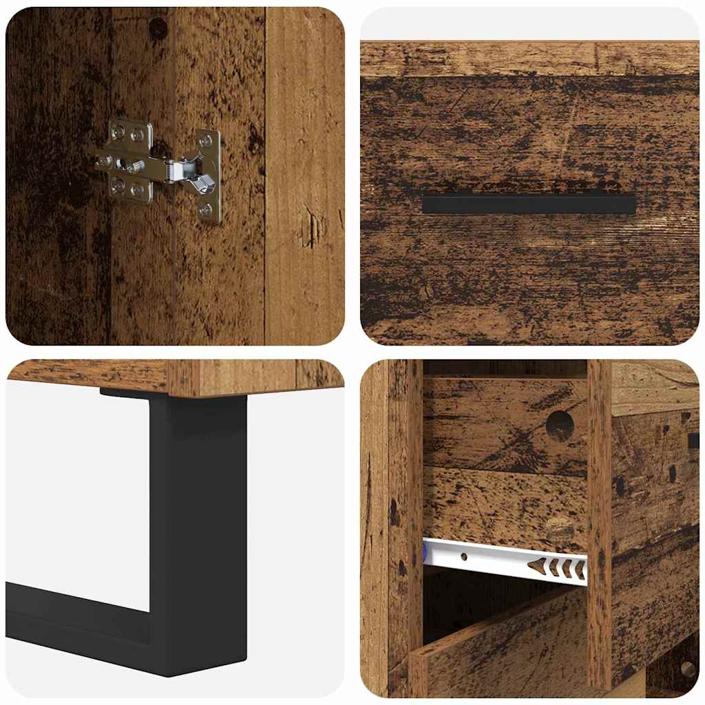 Highboard with Drawer 2 pcs Old Wood Engineered Wood and Glass