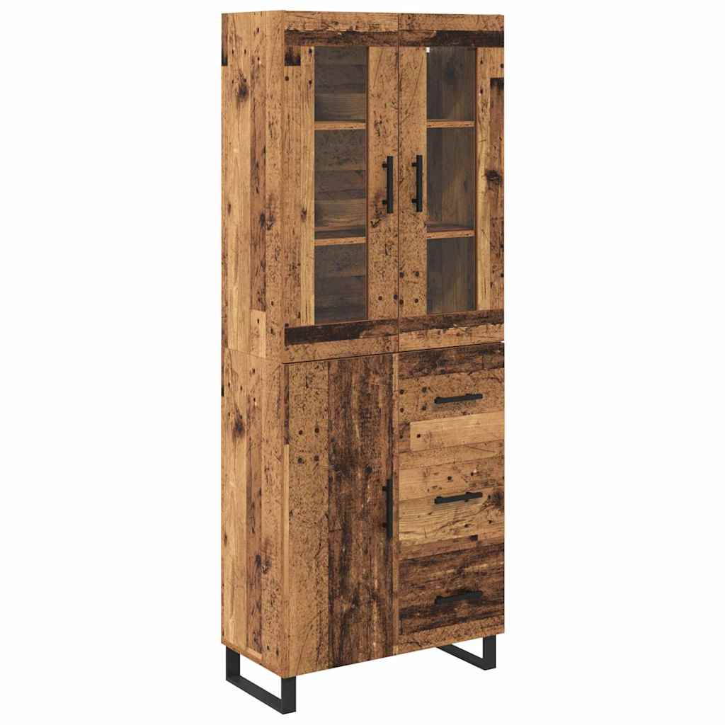 Highboard with Drawer 2 pcs Old Wood Engineered Wood and Glass