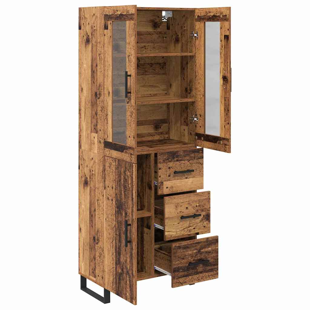 Highboard with Drawer 2 pcs Old Wood Engineered Wood and Glass