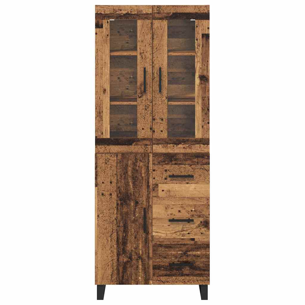 Highboard with Drawer 2 pcs Old Wood Engineered Wood and Glass