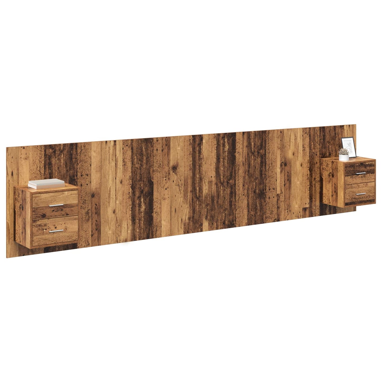 Headboard with Cabinet 3 pcs Old Wood Engineered Wood