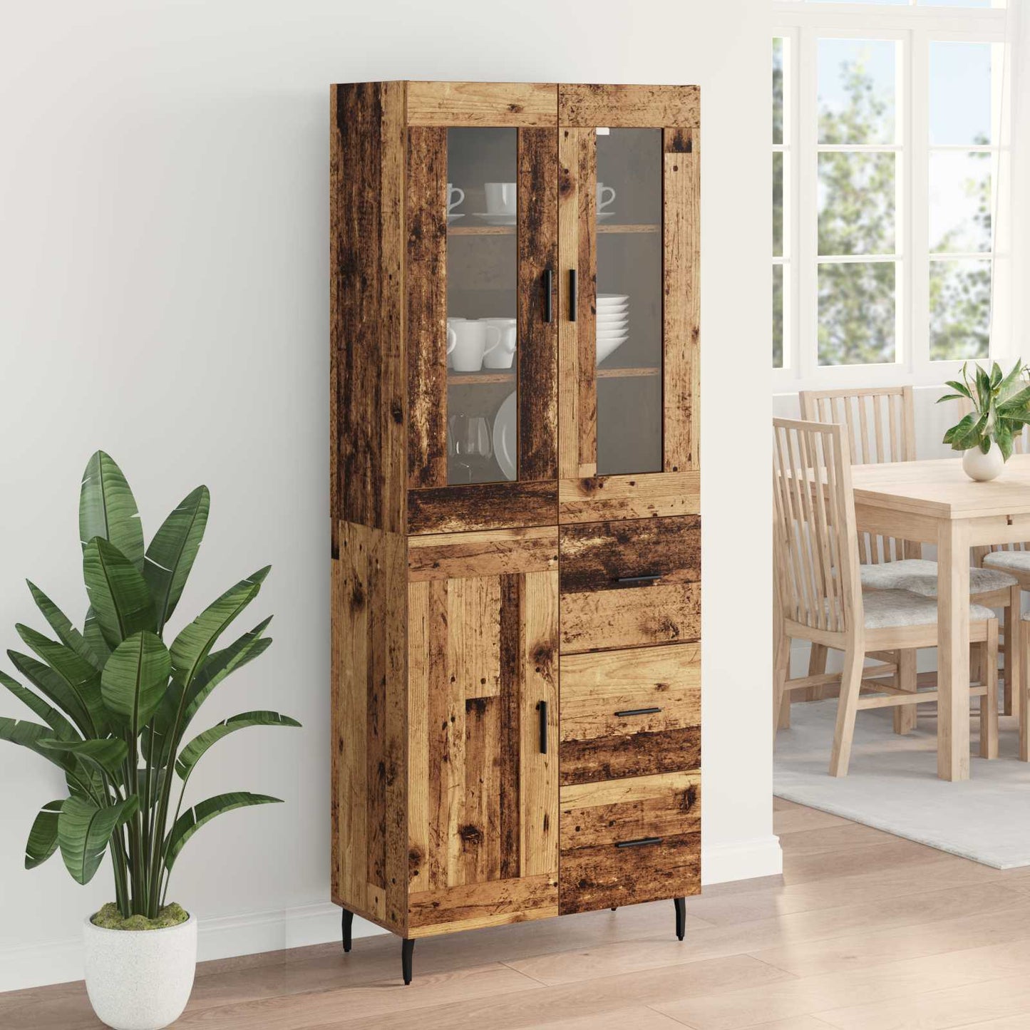 Highboard with Drawer 2 pcs Old Wood Engineered Wood