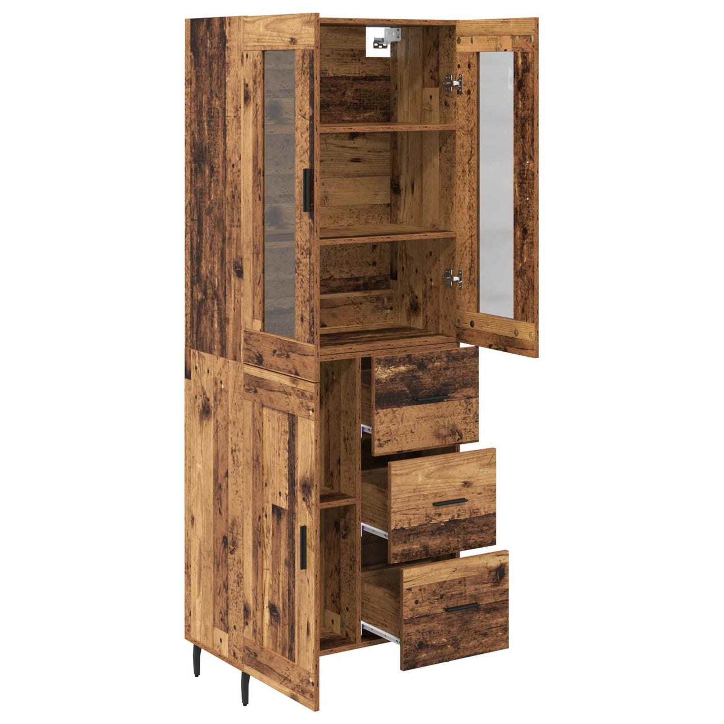 Highboard with Drawer 2 pcs Old Wood Engineered Wood