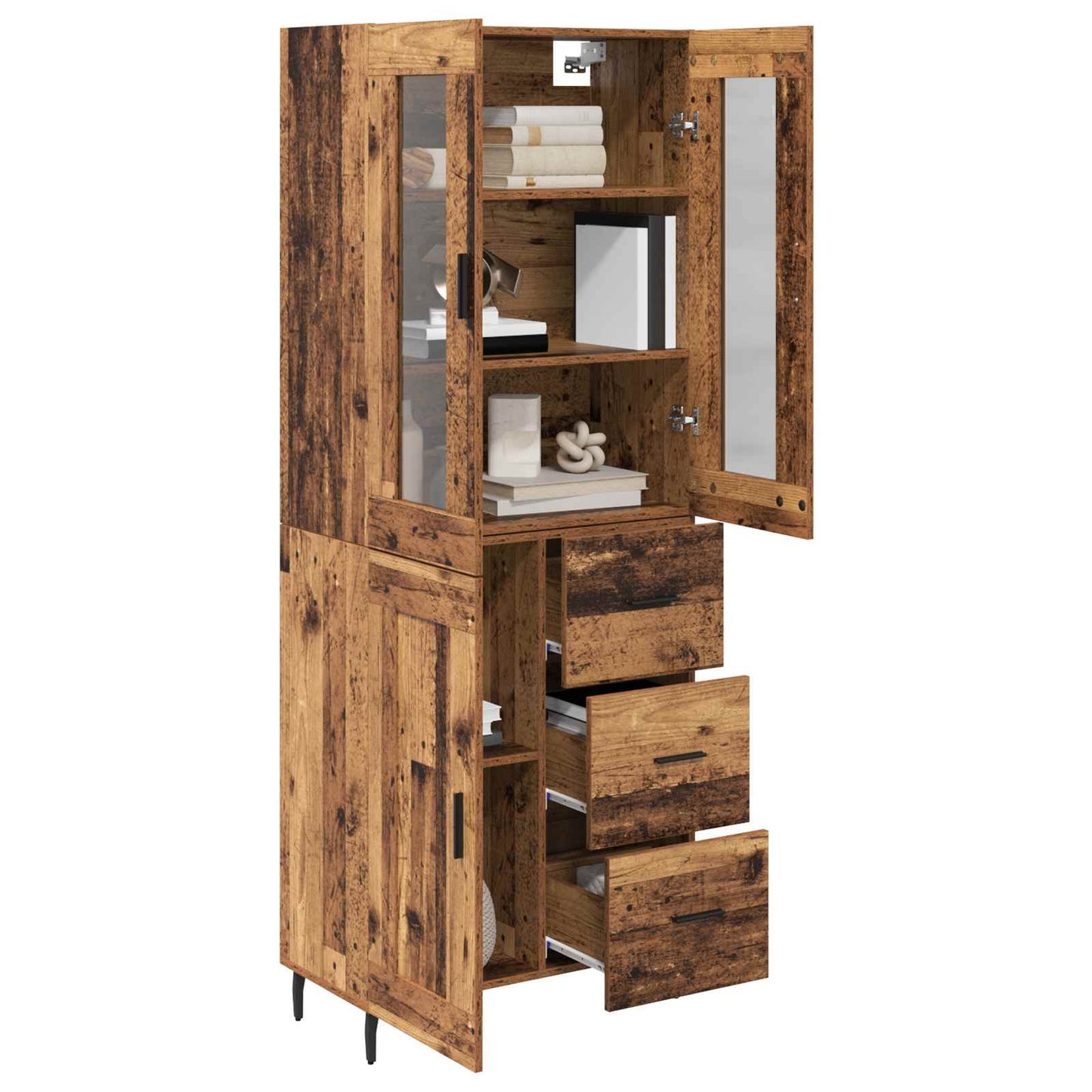 Highboard with Drawer 2 pcs Old Wood Engineered Wood