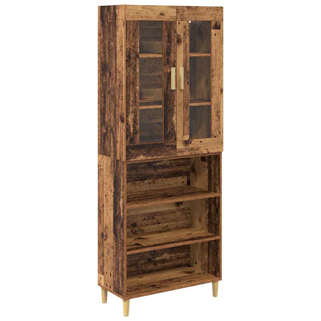 Highboard Old Wood 69.5 x 34 x 180 cm Engineered Wood and Glass