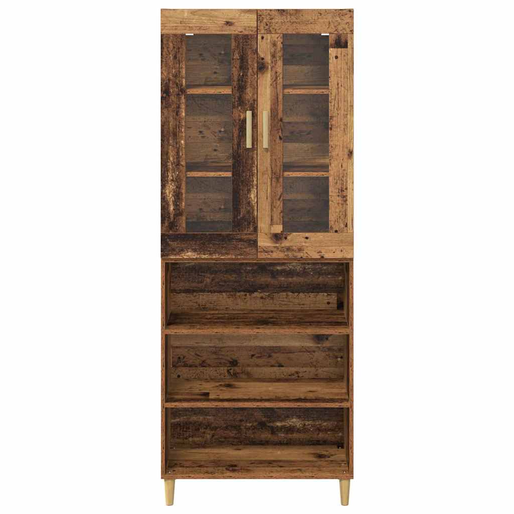 Highboard Old Wood 69.5 x 34 x 180 cm Engineered Wood and Glass