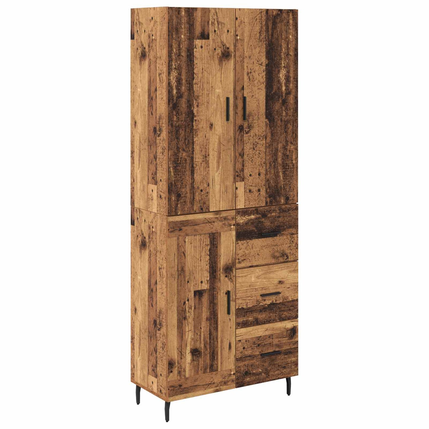 Highboard with Drawer 2 pcs Old Wood Engineered Wood and Glass