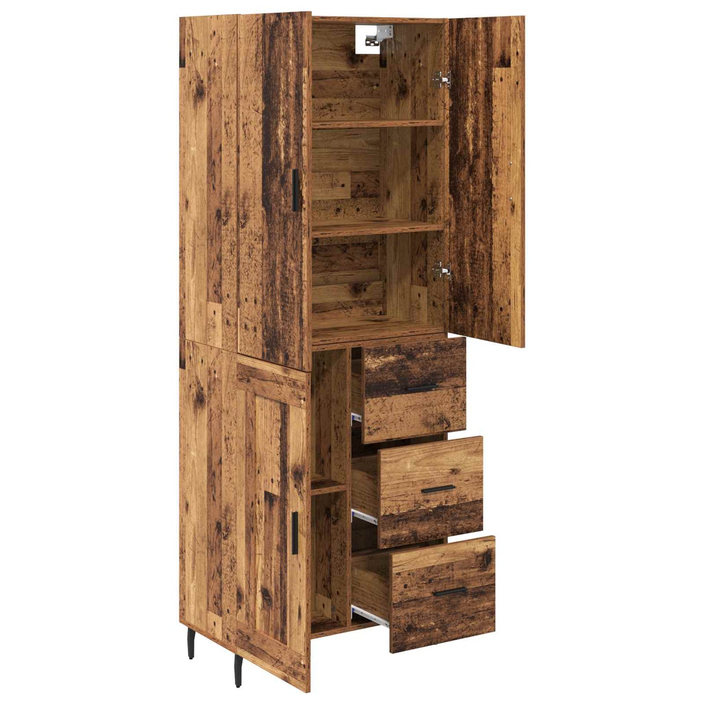 Highboard with Drawer 2 pcs Old Wood Engineered Wood and Glass