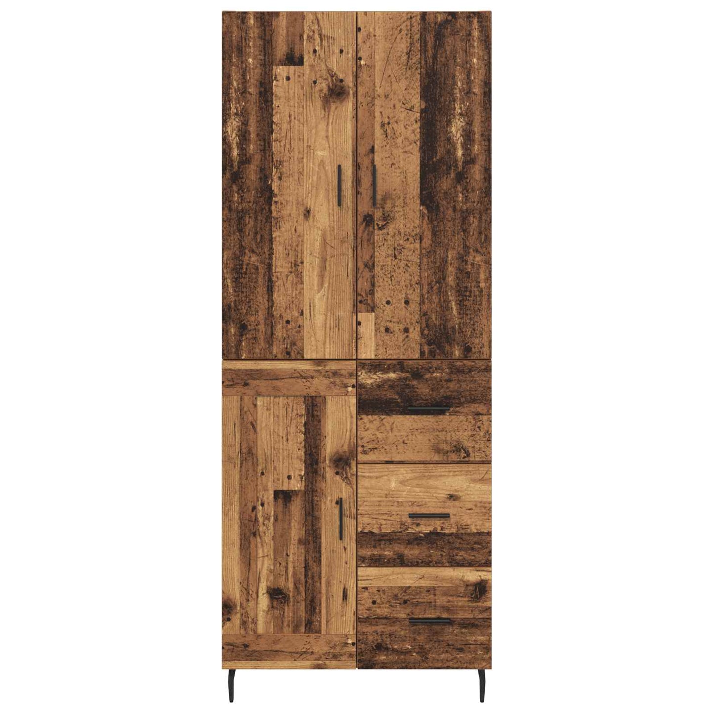 Highboard with Drawer 2 pcs Old Wood Engineered Wood and Glass