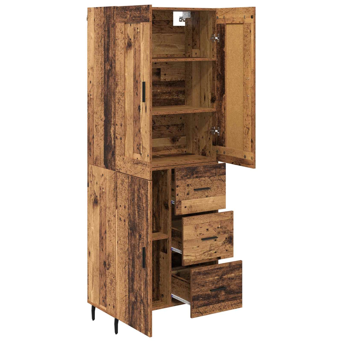 Highboard with Drawer 2 pcs Old Wood Engineered Wood