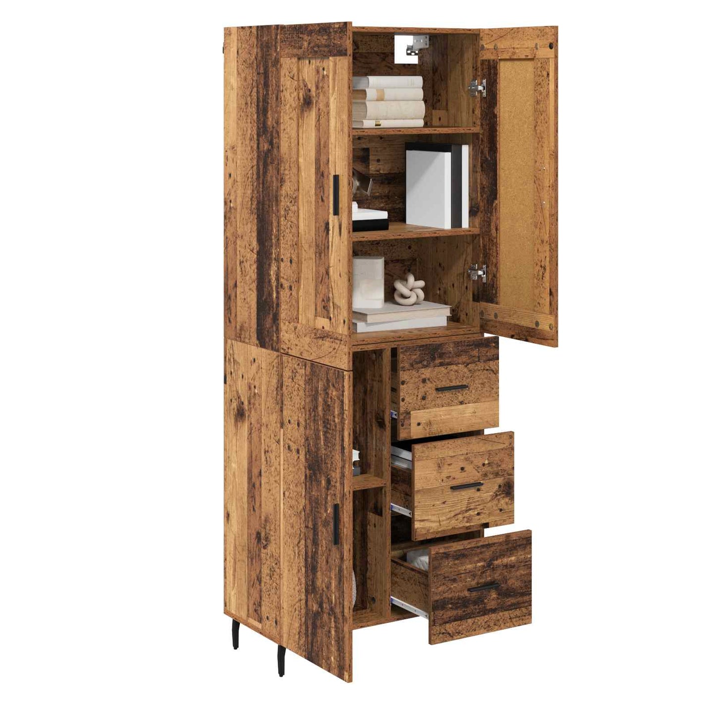 Highboard with Drawer 2 pcs Old Wood Engineered Wood