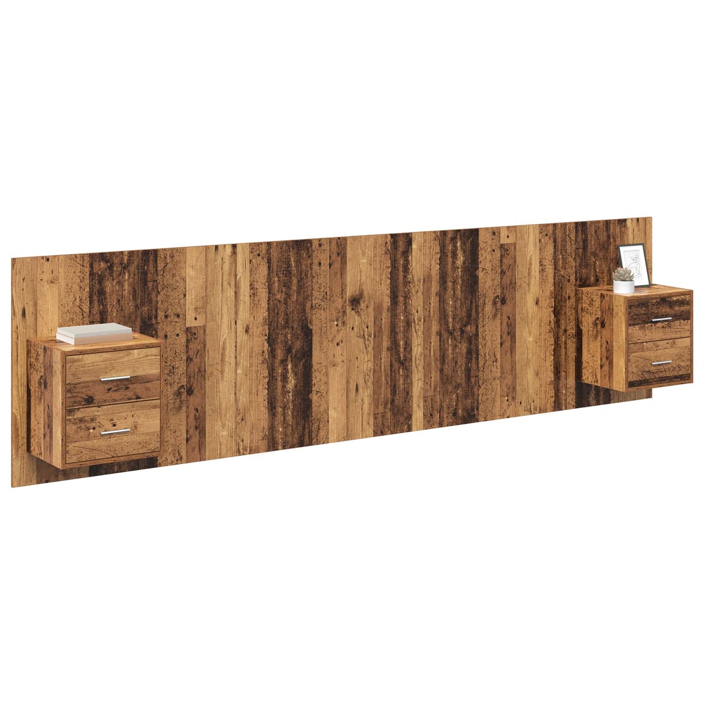 Headboard with Cabinet 3 pcs Old Wood Engineered Wood