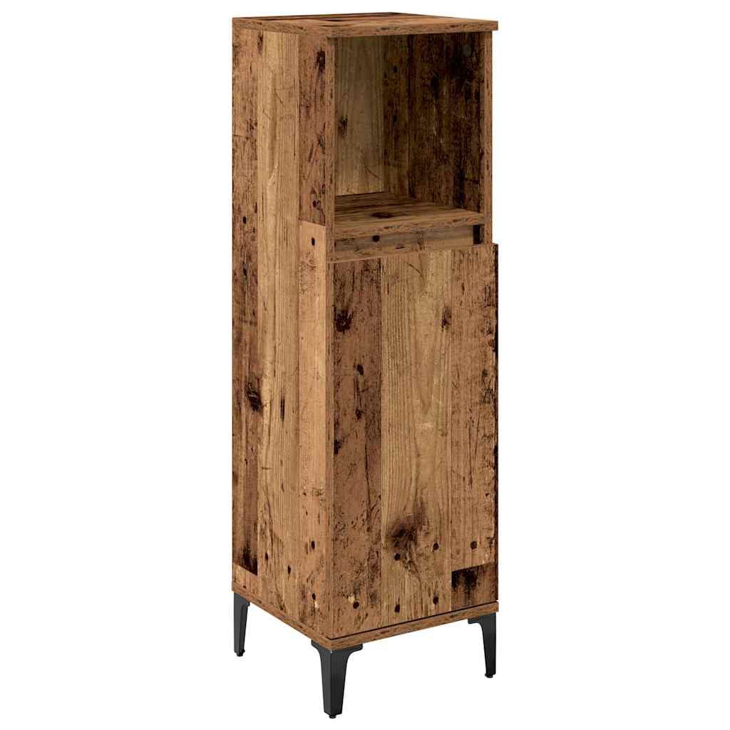 Bathroom Furniture Set with Door 3 pcs Old wood Engineered wood