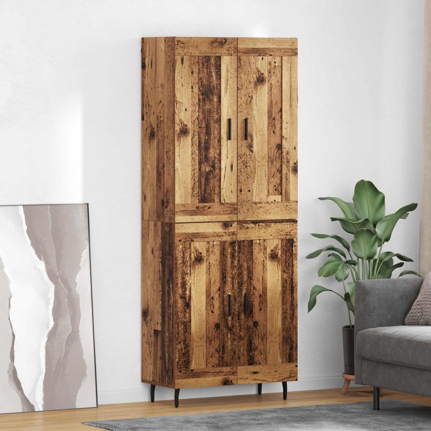Highboard 2 pcs Old Wood Engineered Wood