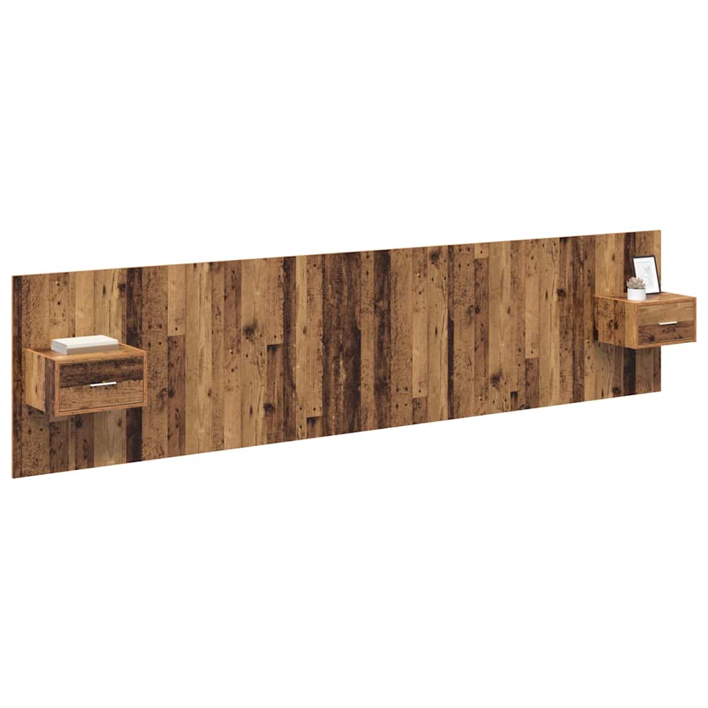 Headboard with Cabinet 3 pcs Old Wood Engineered Wood