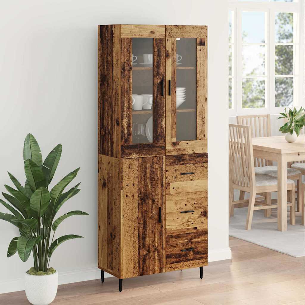 Highboard with Drawer 2 pcs Old Wood Engineered Wood