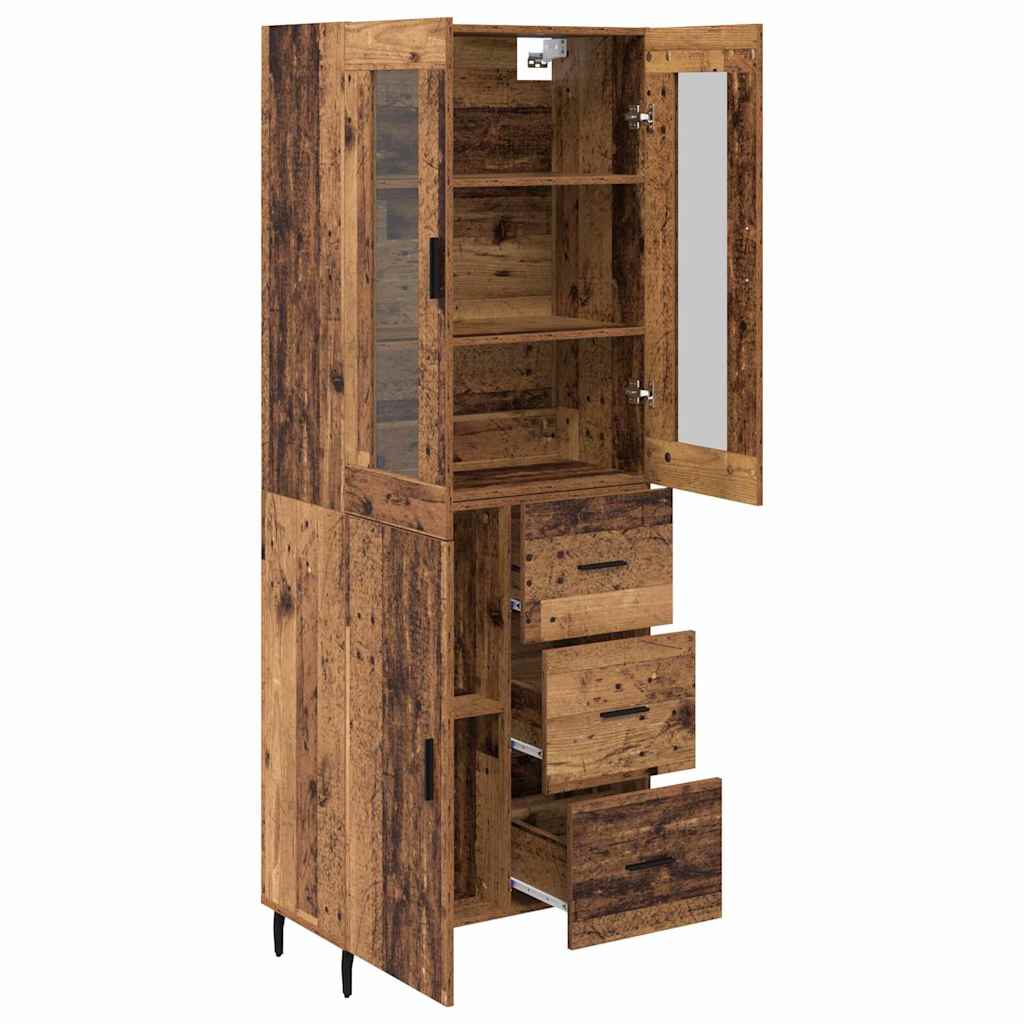 Highboard with Drawer 2 pcs Old Wood Engineered Wood