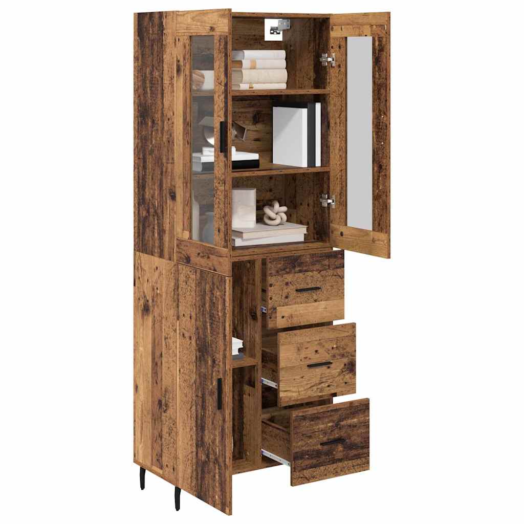 Highboard with Drawer 2 pcs Old Wood Engineered Wood
