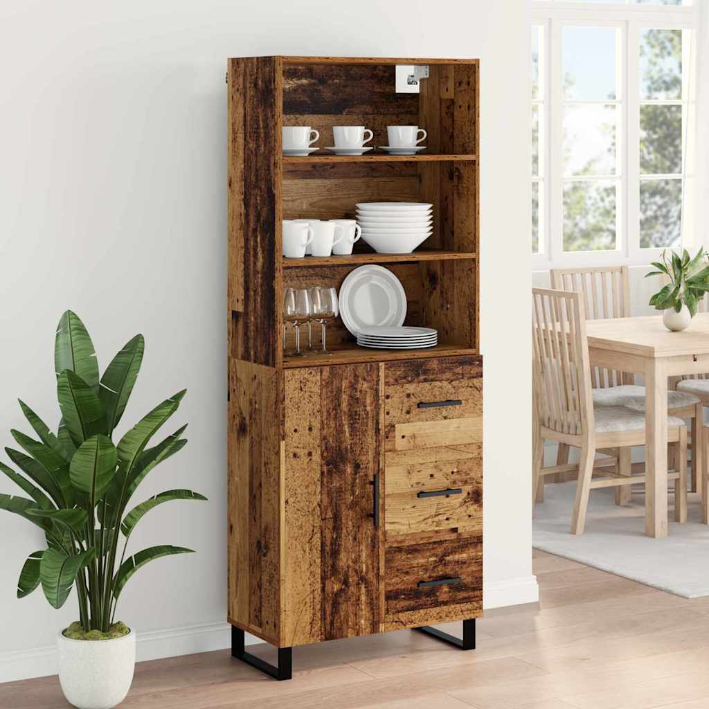 Highboard with Drawer 2 pcs Old Wood Engineered Wood