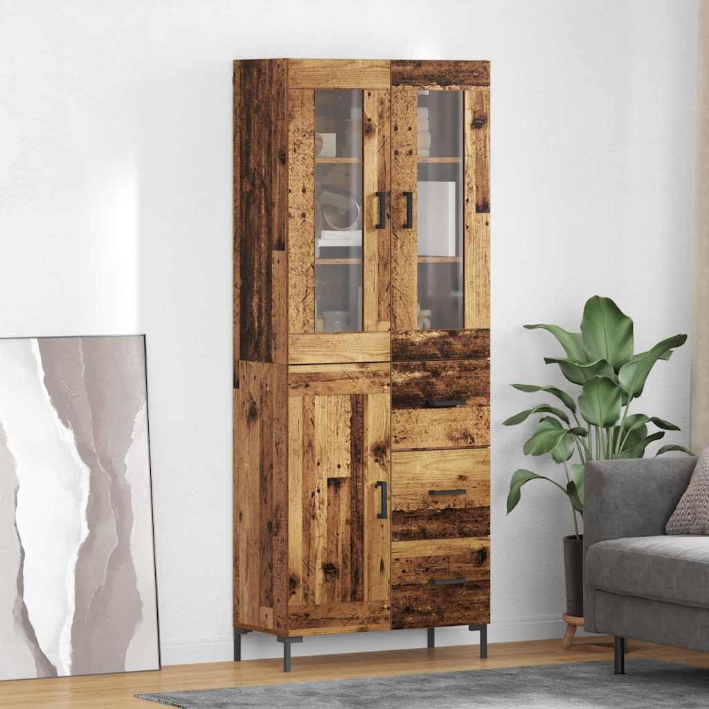 Highboard with Drawer 2 pcs Old Wood Engineered Wood