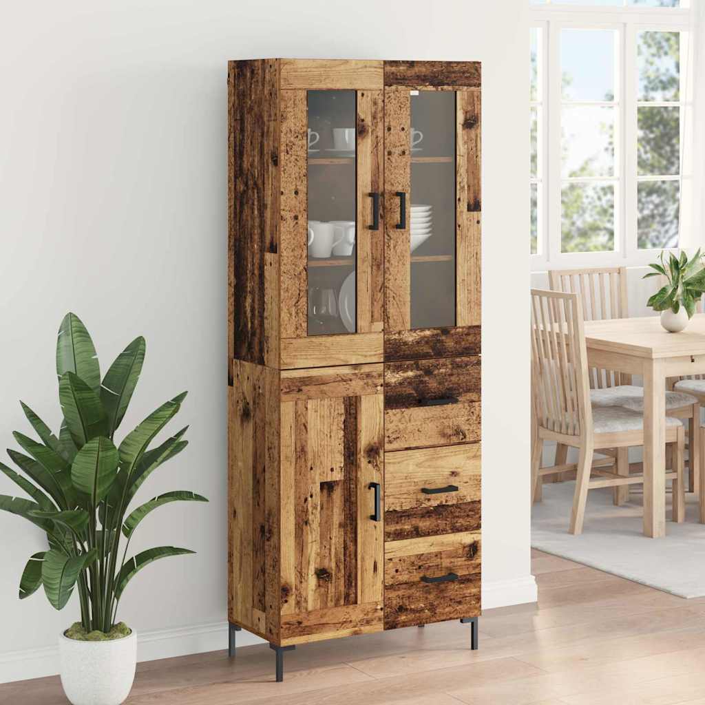 Highboard with Drawer 2 pcs Old Wood Engineered Wood