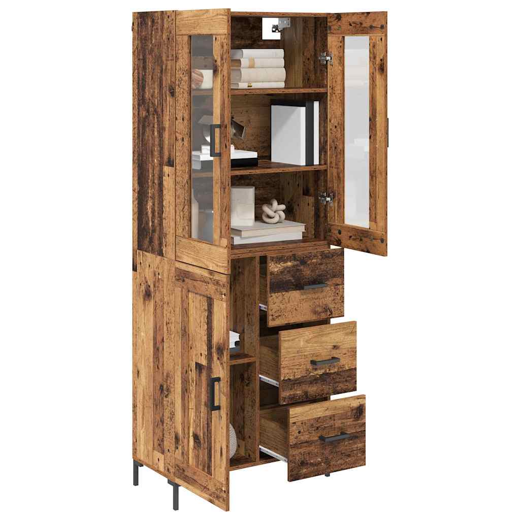 Highboard with Drawer 2 pcs Old Wood Engineered Wood