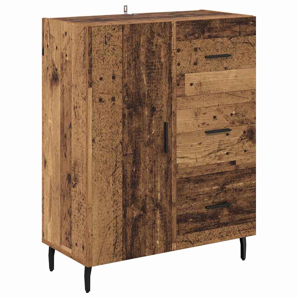 Highboard with Drawer 2 pcs Old Wood Engineered Wood and Glass