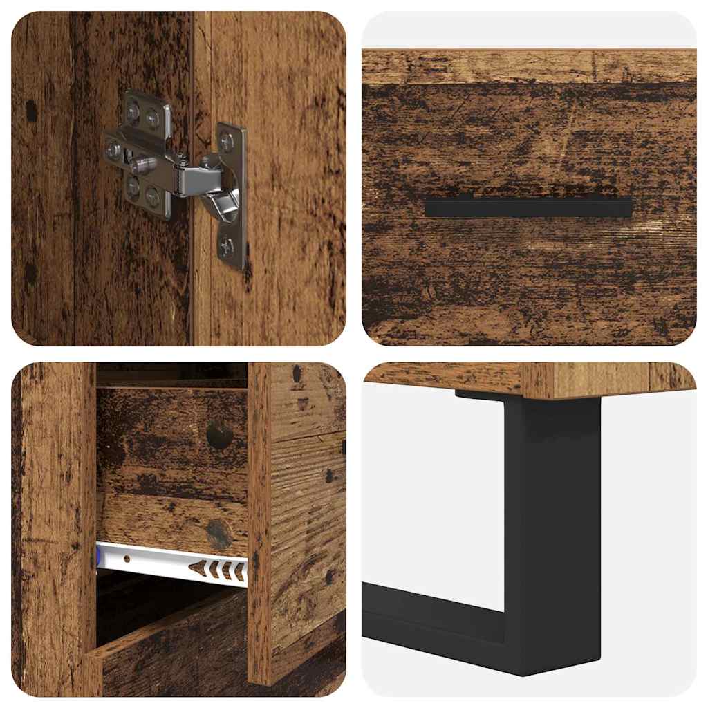 Highboard with Drawer 2 pcs Old Wood 69.5 x 34 x 180 cm