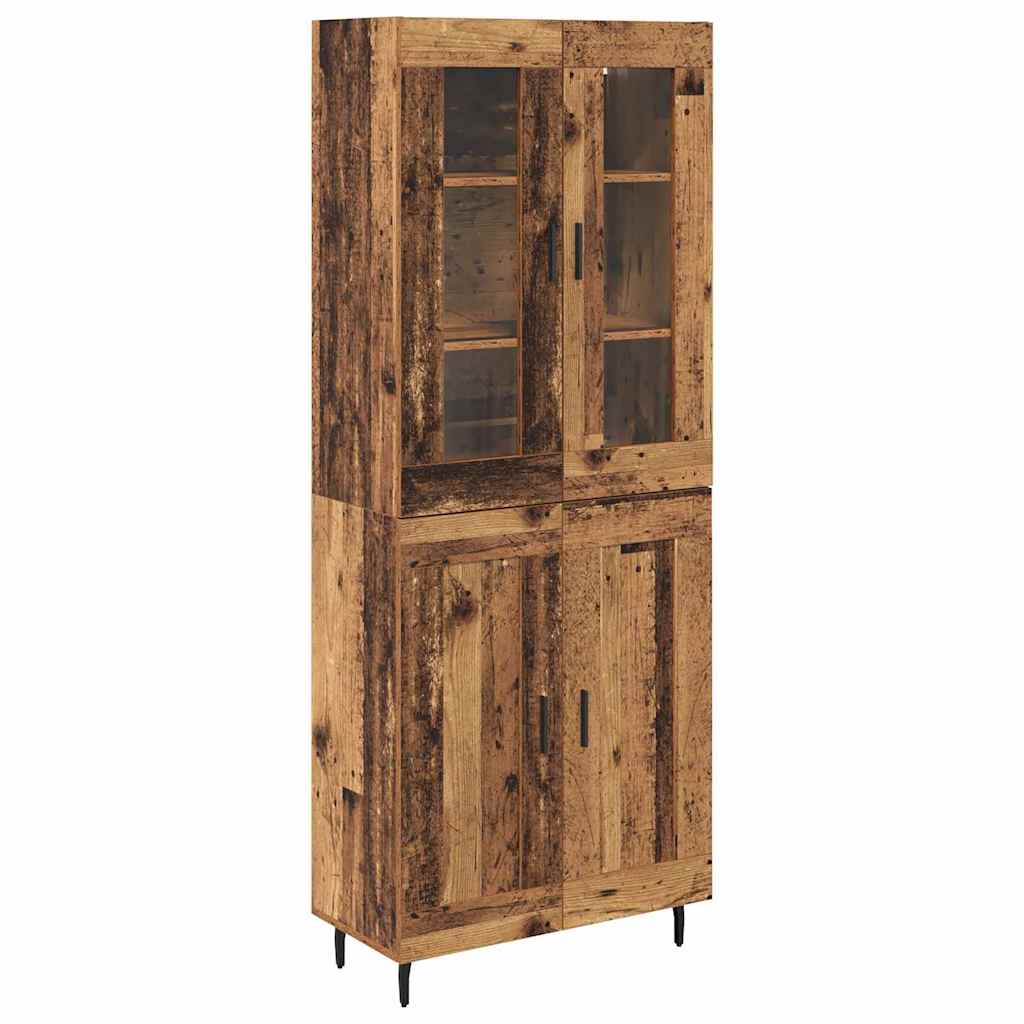 Highboard 2 pcs Old Wood Engineered Wood and Glass