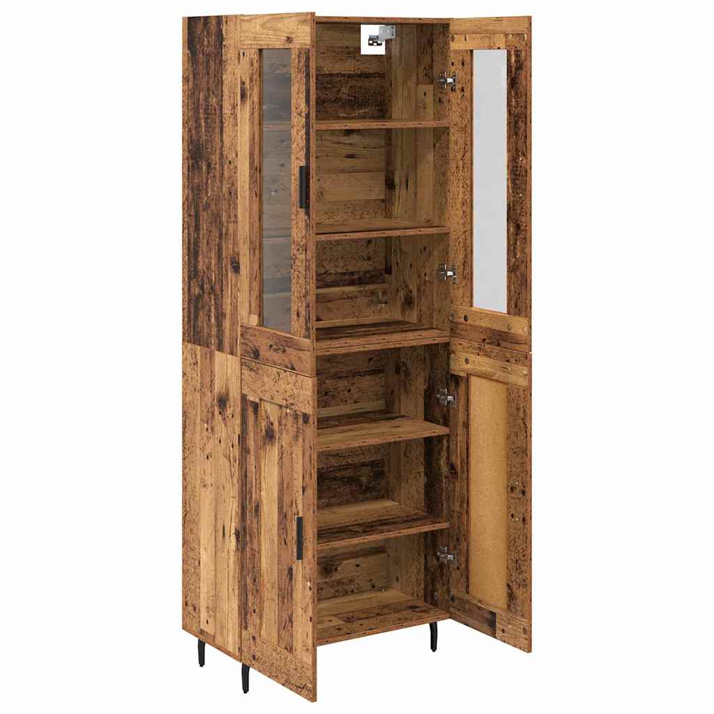 Highboard 2 pcs Old Wood Engineered Wood and Glass