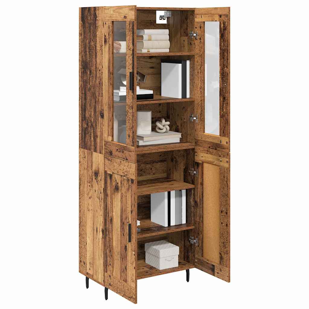 Highboard 2 pcs Old Wood Engineered Wood and Glass