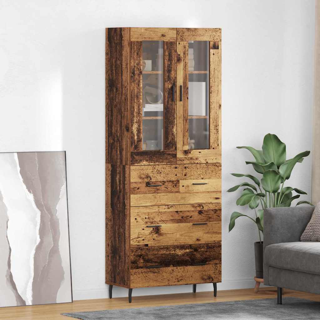 Highboard with Drawer 2 pcs Old Wood Engineered Wood