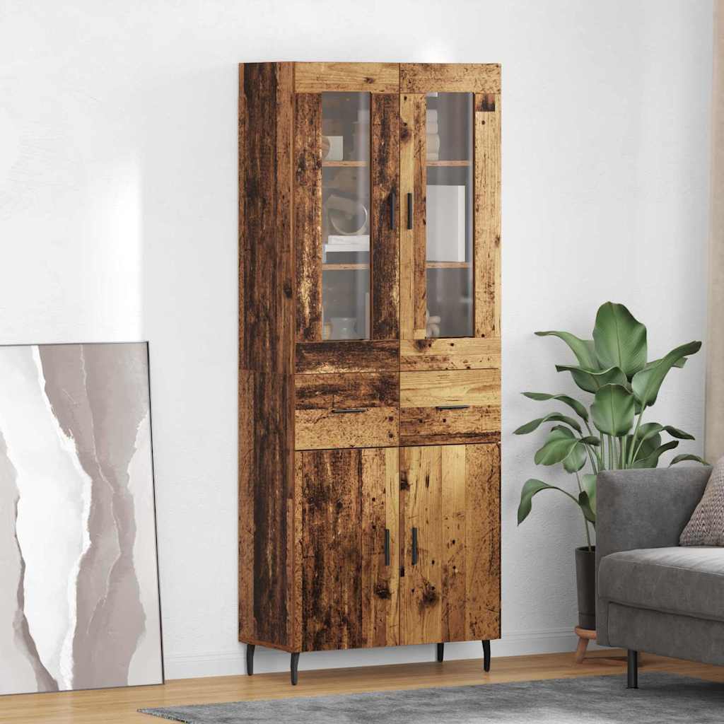 Highboard with Drawer 2 pcs Old Wood Engineered Wood