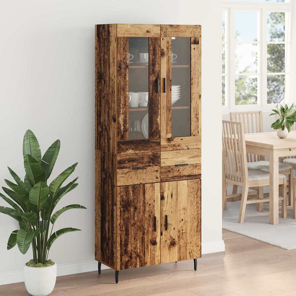 Highboard with Drawer 2 pcs Old Wood Engineered Wood