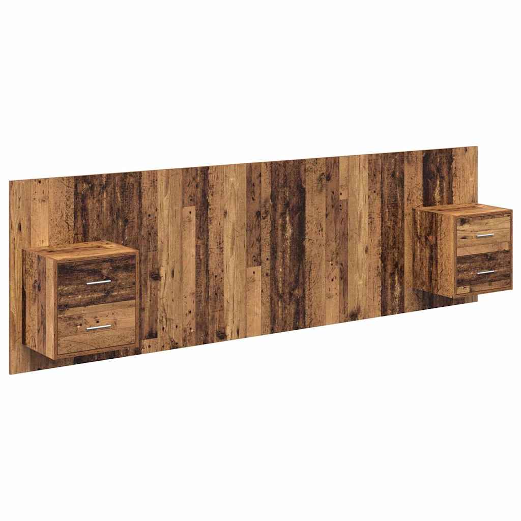 Headboard with Cabinet 3 pcs Old Wood Engineered Wood