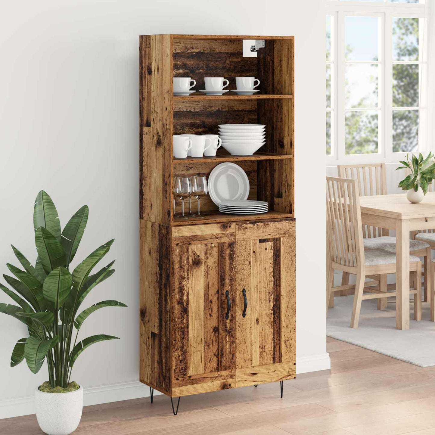 Highboard 2 pcs Old Wood Engineered Wood
