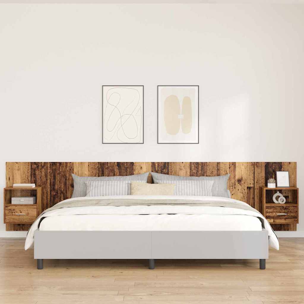 Headboard with Cabinet 3 pcs Old Wood Engineered Wood