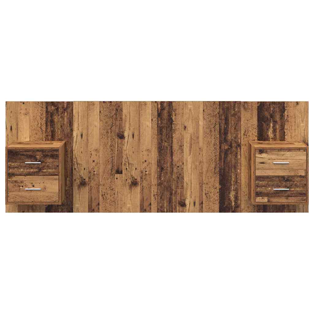 Headboard with Cabinet 3 pcs Old Wood Engineered Wood