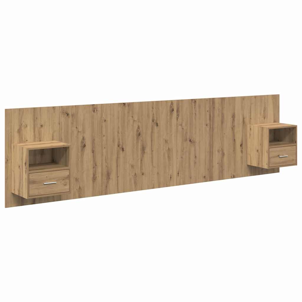 Headboard with Cabinet 3 pcs Artisan Oak Engineered Wood