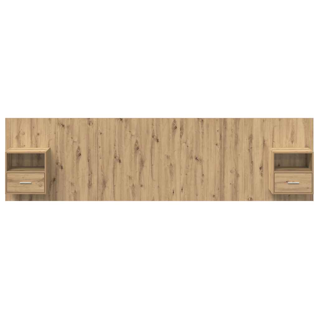 Headboard with Cabinet 3 pcs Artisan Oak Engineered Wood