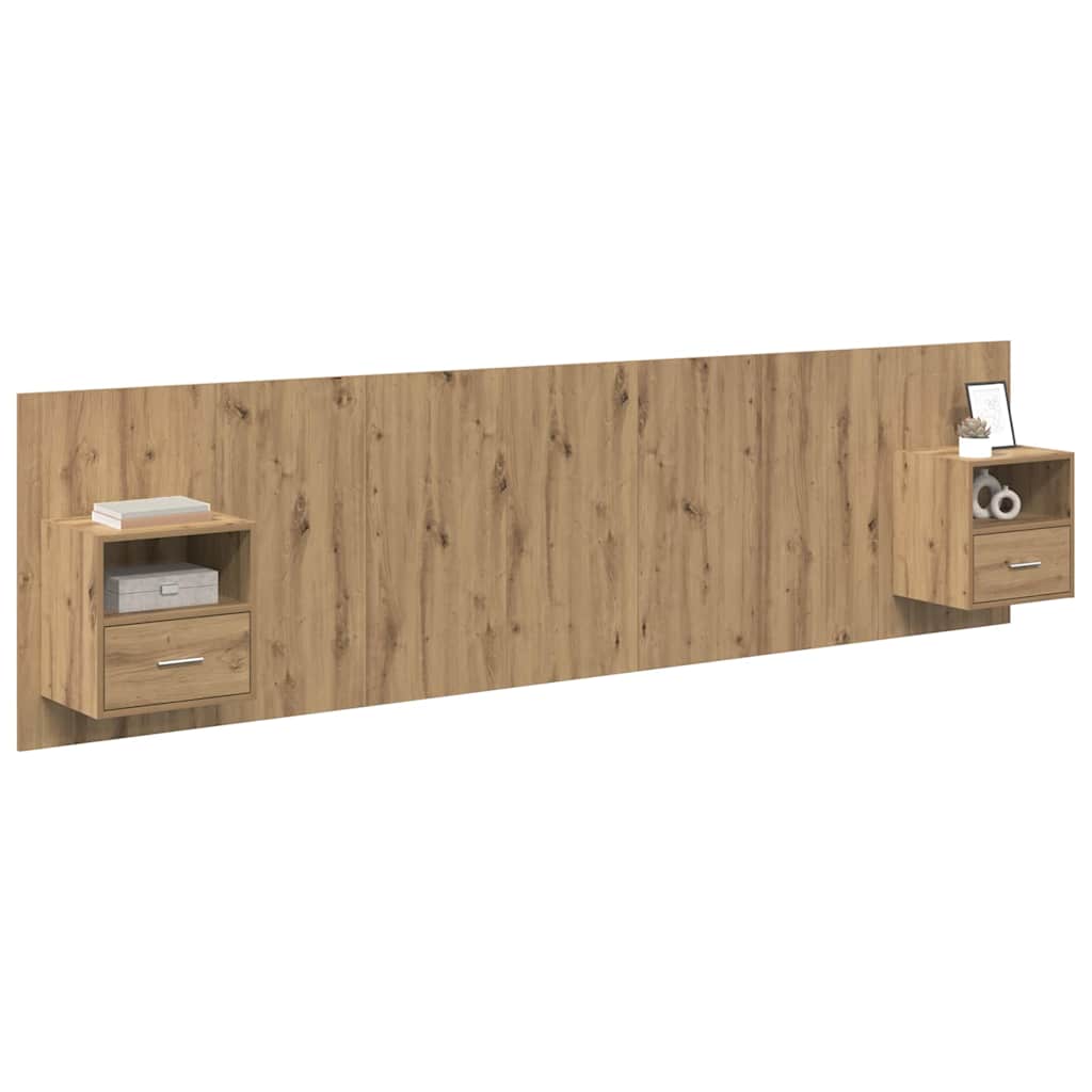 Headboard with Cabinet 3 pcs Artisan Oak Engineered Wood