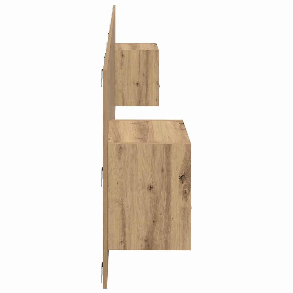 Headboard with Cabinet 3 pcs Artisan Oak Engineered Wood