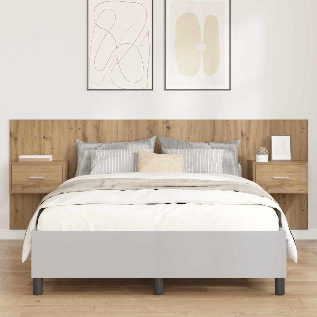 Headboard with Cabinet 3 pcs Artisan Oak Engineered Wood
