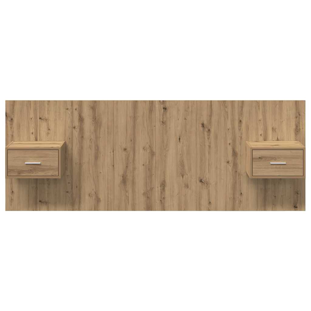 Headboard with Cabinet 3 pcs Artisan Oak Engineered Wood