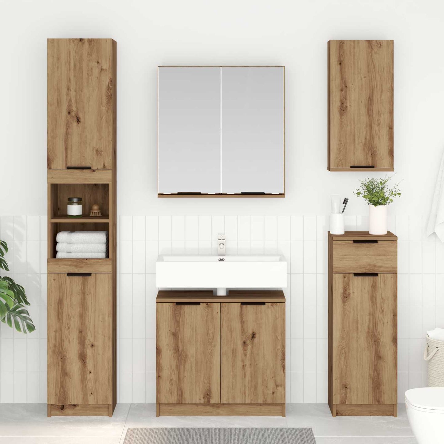 Bathroom Furniture Set 5 pcs Artisan Oak Engineered Wood