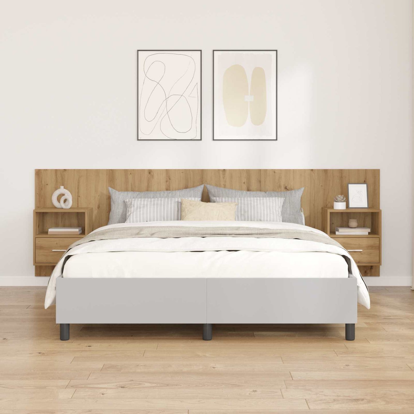 Headboard with Cabinet 3 pcs Artisan Oak Engineered Wood