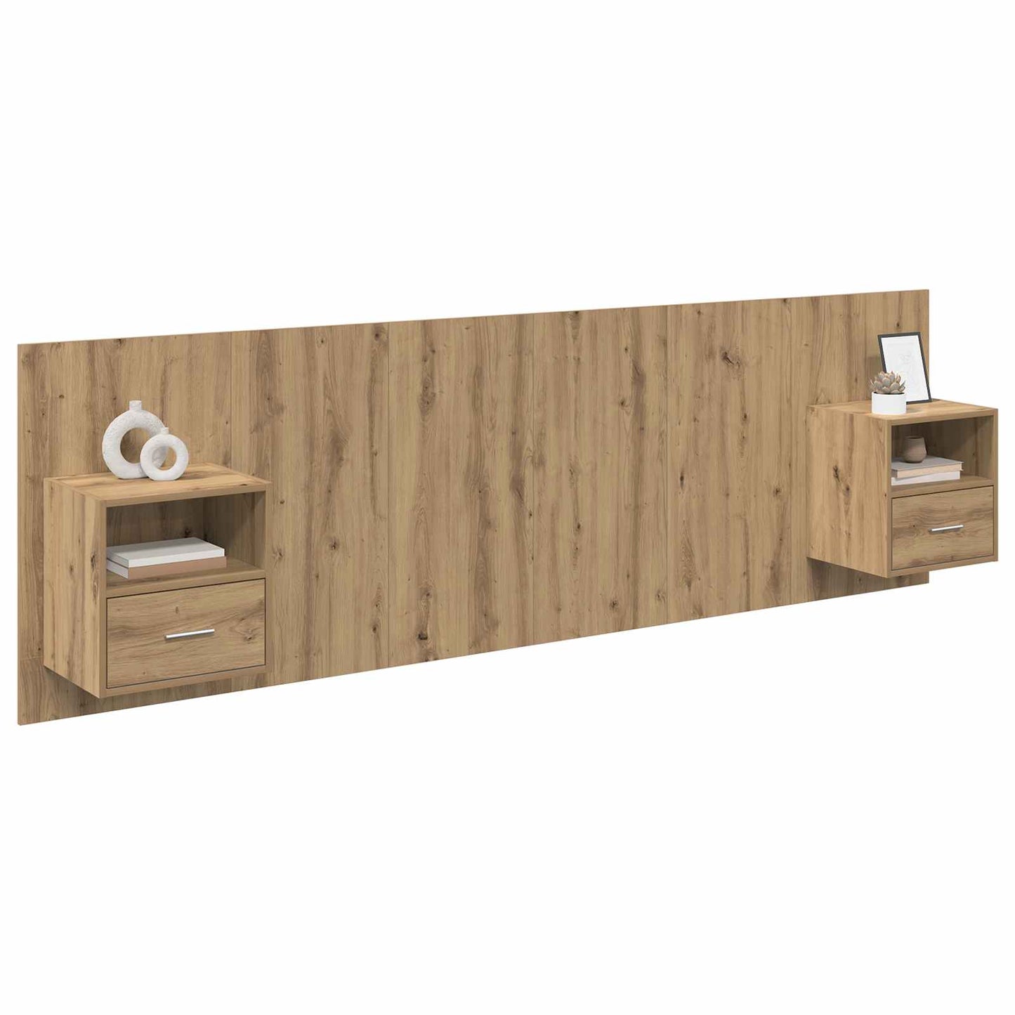 Headboard with Cabinet 3 pcs Artisan Oak Engineered Wood