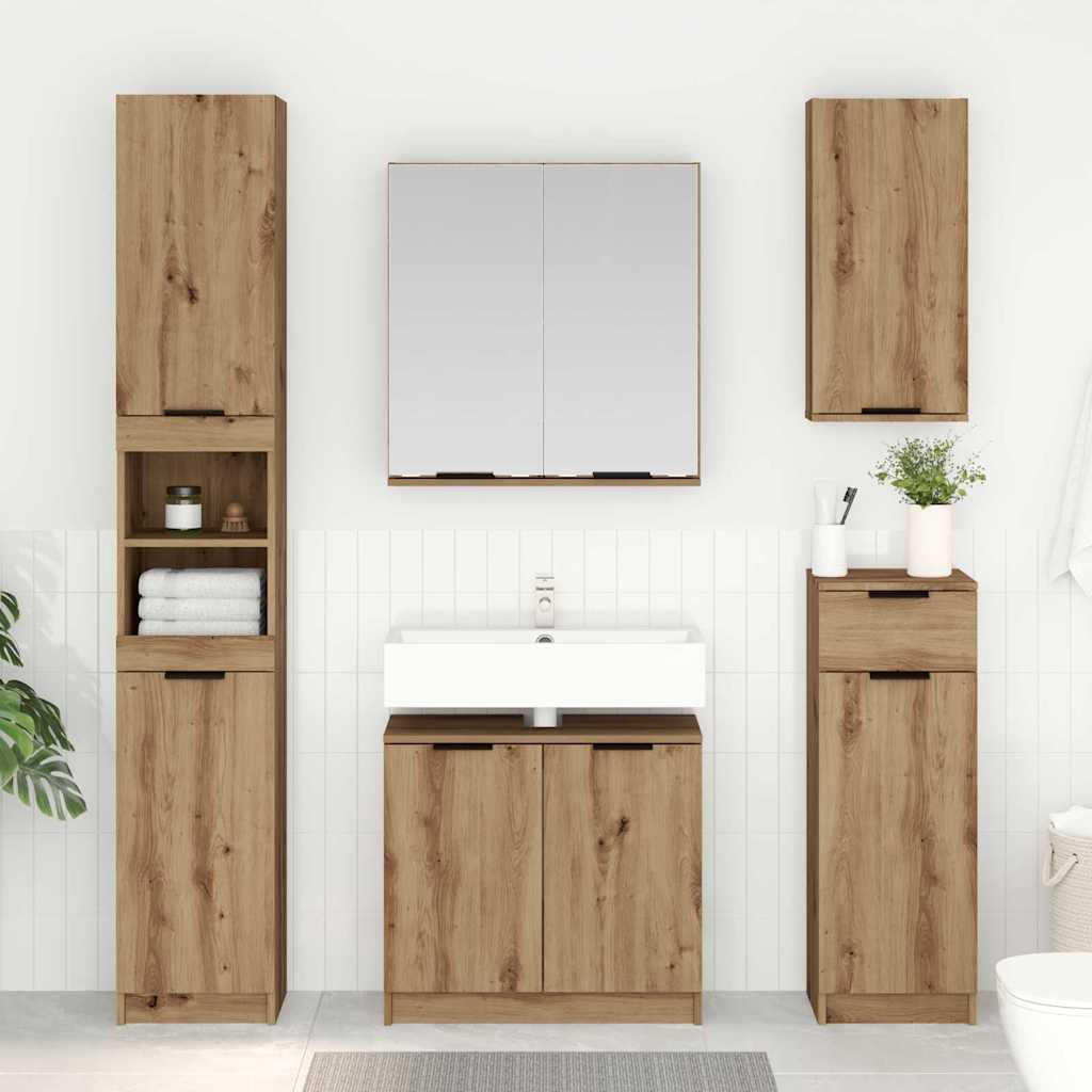 Bathroom Cabinet Set 2 pcs Artisan Oak Engineered Wood